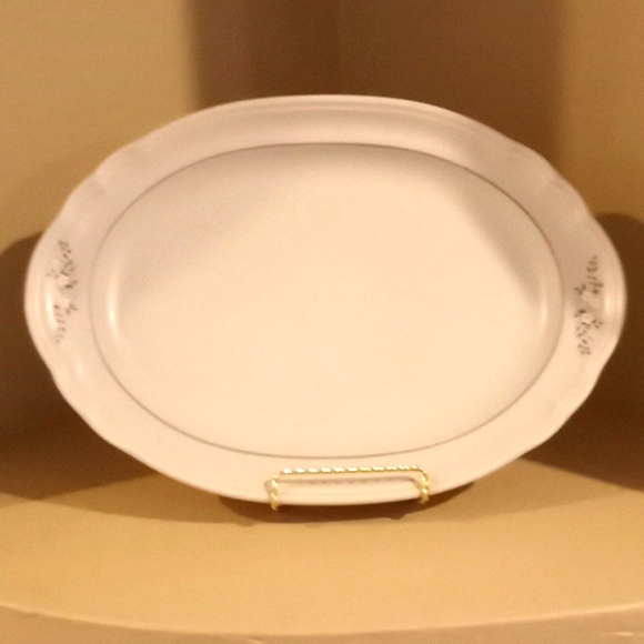 VTG- Pfaltzgraff Silver Heirloom 1 Large Oval Platter with Print - Picture 4 of 9